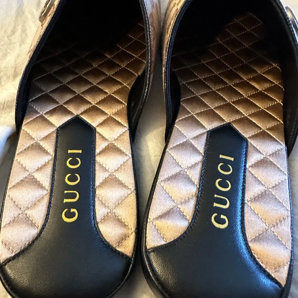 SOLD!!! GUCCI X LA DODGERS Monogram Mules with  LA GUCCI x MLB NEW BOX & COVER - Picture 4 of 16